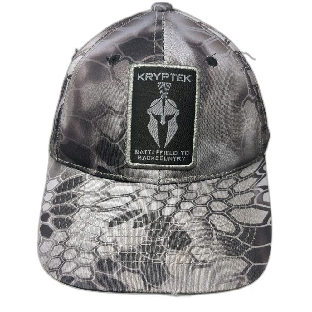 Kryptek Baseball Cap Gray One Size Camo Typhon Spartan Patch Strapback hat